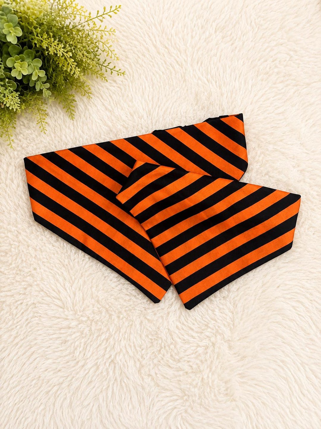 Orange and black striped Halloween pet bandana